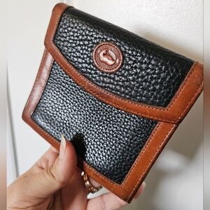Vintage Dooney & Bourke Black and Tan Leather Wallet
